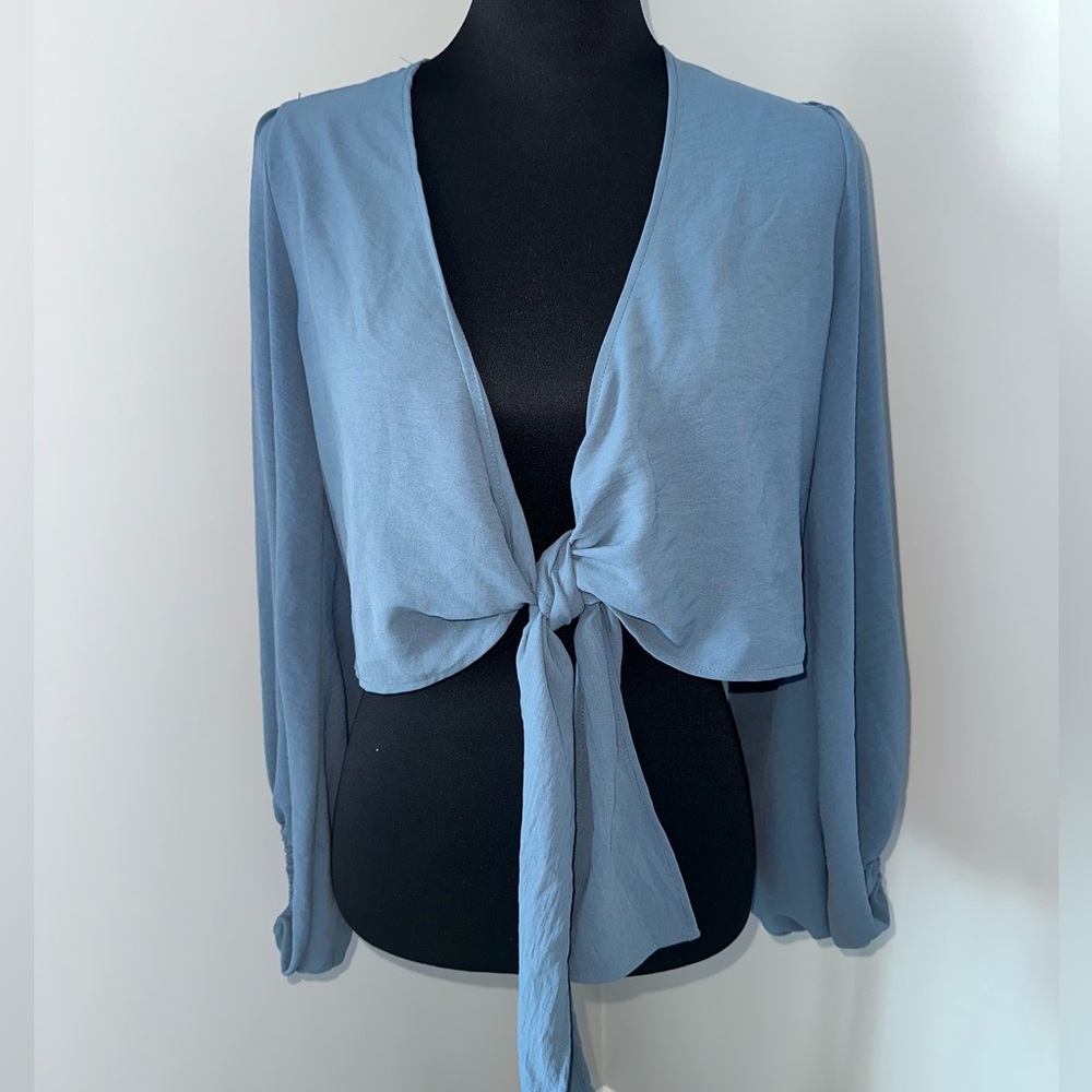 Altar'd State Blue Tie-Front Blouse